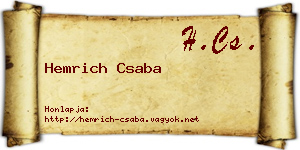 Hemrich Csaba névjegykártya